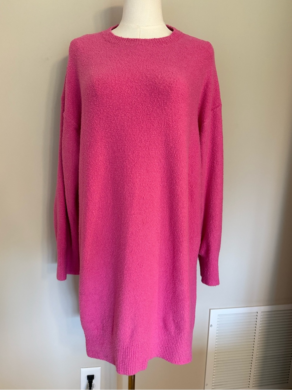 Daily Practice by Anthropologie Pink Fuzzy Knit Sweater Dress Size Small Cozy